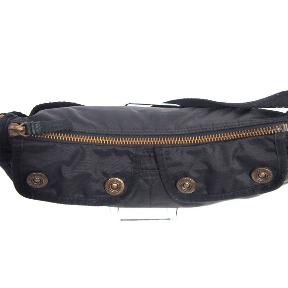 Gap Y2K Nylon Handbag Black/Orange Print Interior Mini Hobo Purse Shoulder Bag - Picture 8 of 16